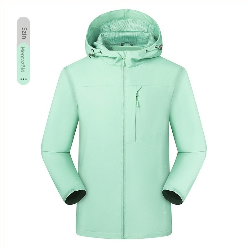 Munkaruha windbreaker dzseki logóval, kapucnival, cipzárral, levehető gallérral, vastag anyag