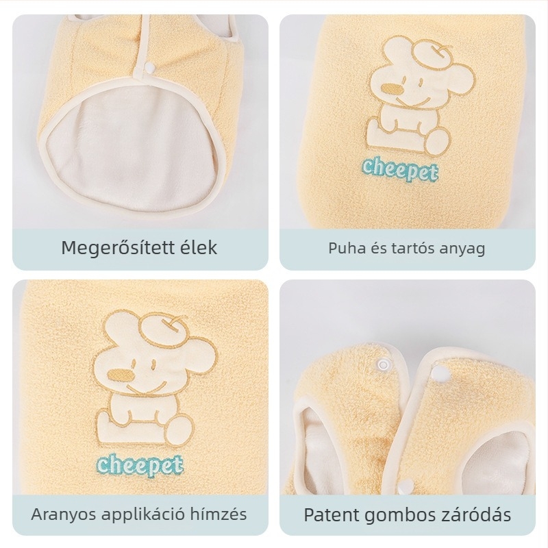Cheepet Kiskedvenceknek őszi-téli ujjatlan mellény poliészterből fleece belsővel, kis méretű kutyák és macskák számára, Schnauzer Apple mintával, pulóver