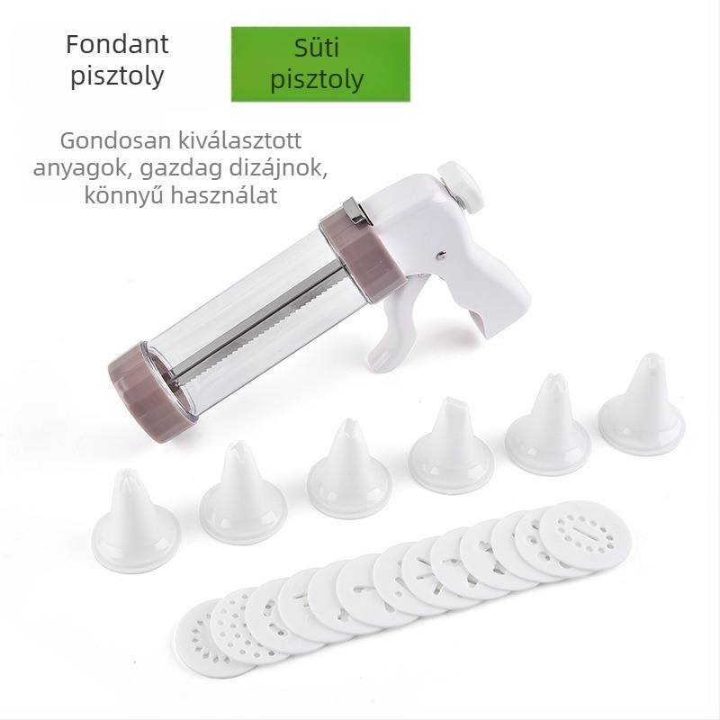 Sütik dekoráló pisztoly, ABS és 304 rozsdamentes acélból, sütik készítésére, modern minimalist stílus, 2019-ben debütált.