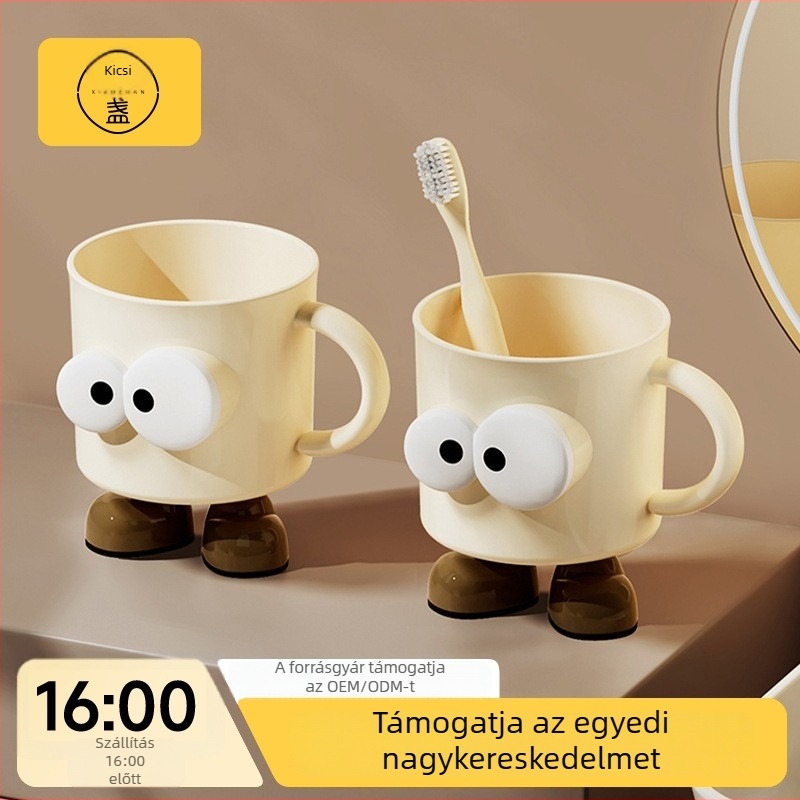 Fogkefés és öblítő pohár tárolóval — PP anyag, márka Small Lamp, logóval testreszabható, személyre szabás elérhető