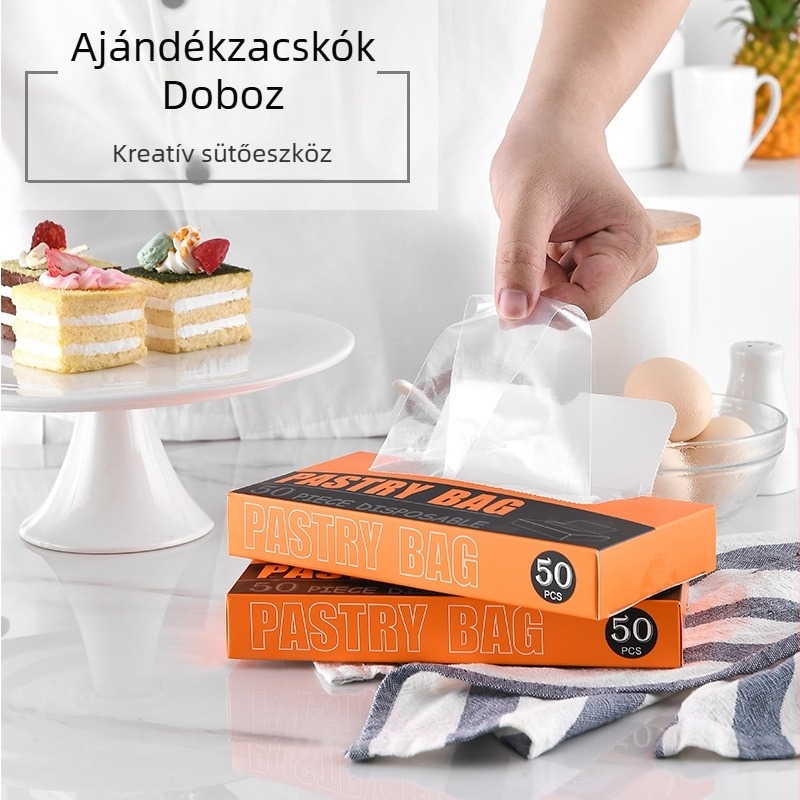 50 darab PE egyszer használatos vastagított díszítő tasak torták és sütemények díszítéséhez