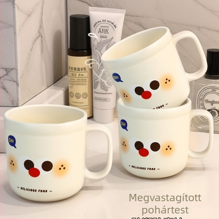 Fogkefét és szájvíz pohár karikatúra dizájnnal, műanyag anyag