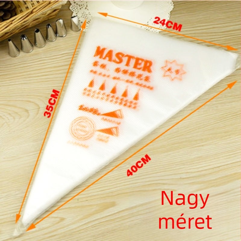 Egyszer használatos műanyag élelmiszer-minőségű díszítő tasak, vastított falú, extra nagy méret