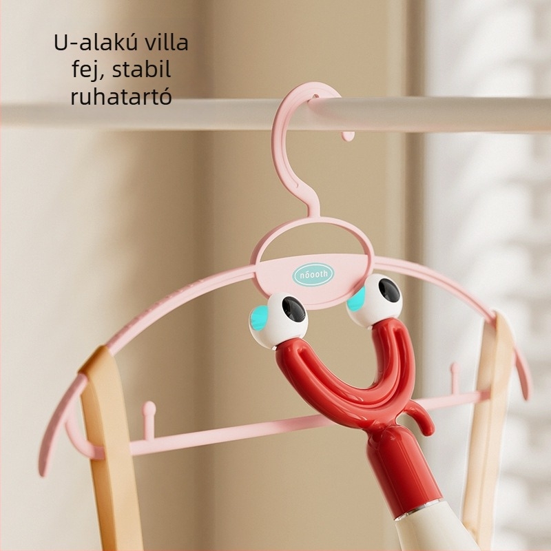 Mágneses mosolygós arcú ruhaszárító rúd, PET anyagból, rögzítés fúrás nélkül, balkonos használatra, modell JI5156154151