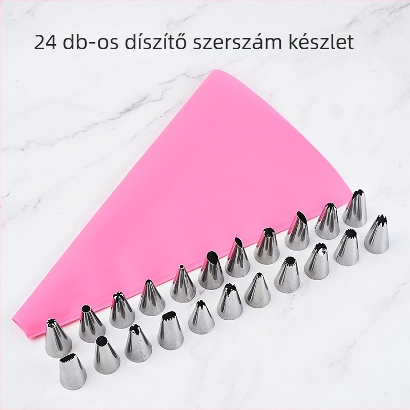 24 darabos korong alakú süteménydíszítőcső készlet rozsdamentes acélból