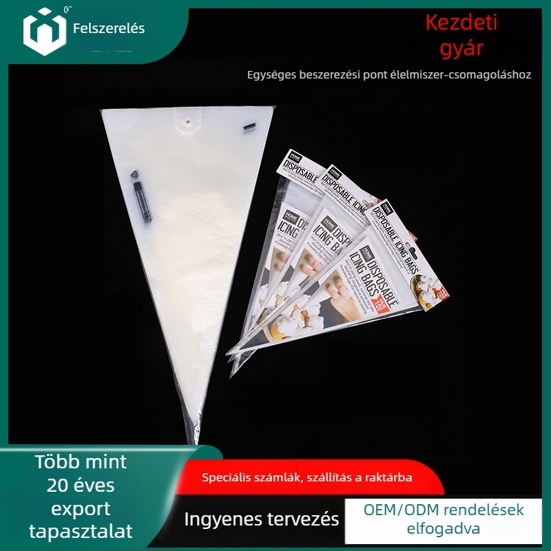 Dekoráló zacskó, vastagított, egyszer használatos torta- és krémdíszítéshez, HDPE/LDPE degradálható anyag, 50–100 db/csomag, Pesger Zb25061203
