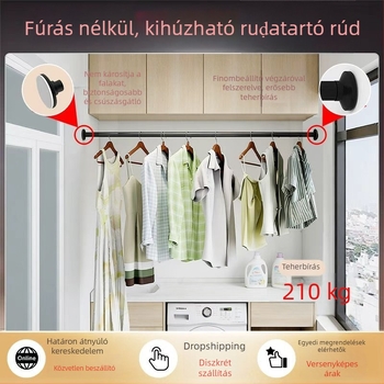 Állítható teleszkópos ruhaszárító rúd – fúrás és szögelés nélkül, erős teherbírású, univerzális