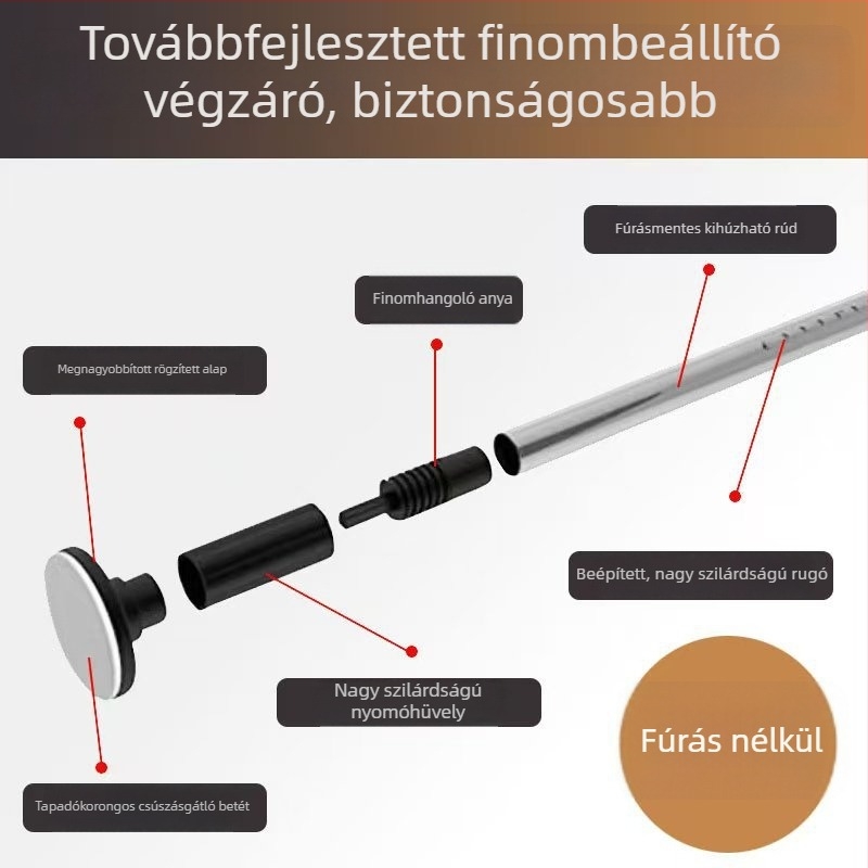 Állítható teleszkópos ruhaszárító rúd – fúrás és szögelés nélkül, erős teherbírású, univerzális