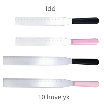 Derékszögű spatula skálával tortadíszítéshez, rozsdamentes acélból készült