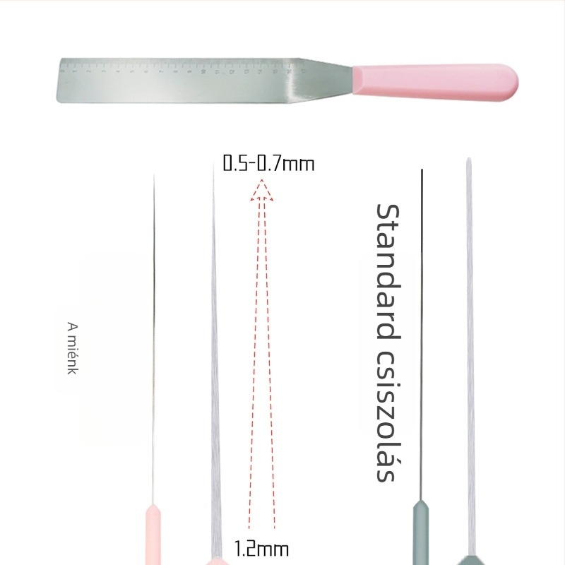 Derékszögű spatula skálával tortadíszítéshez, rozsdamentes acélból készült