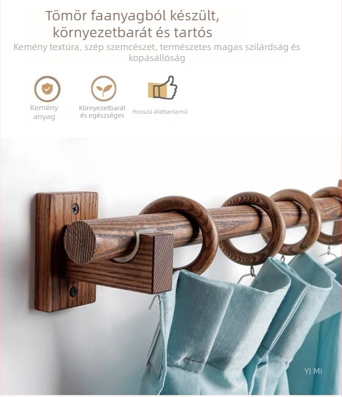 Tömörfa függönyrúdtartó — modern stílus, kompatibil római rúddal, egyrúdhoz, előfúrt lyukakkal