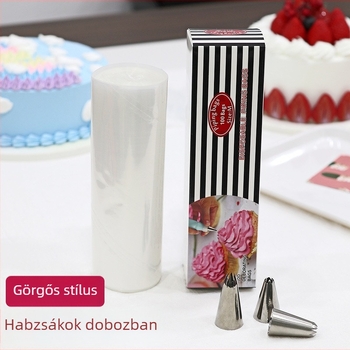 Átlátszó tekercses tortadíszítő zacskó dobozos csomagolásban, egyszer használatos, megerősített, krém és tortadíszítéséhez