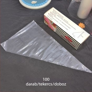 Átlátszó tekercses tortadíszítő zacskó dobozos csomagolásban, egyszer használatos, megerősített, krém és tortadíszítéséhez