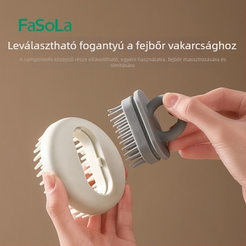 FaSoLa kettős funkciójú samponkefe otthoni használatra — masszázs, nedves/száraz használat, levehető fej, TPE anyag