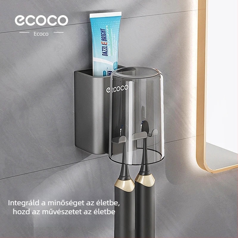 Fali fogkefetartó – fém, tárolás, lyukmentes kialakítás, ecoco/Italian Coco