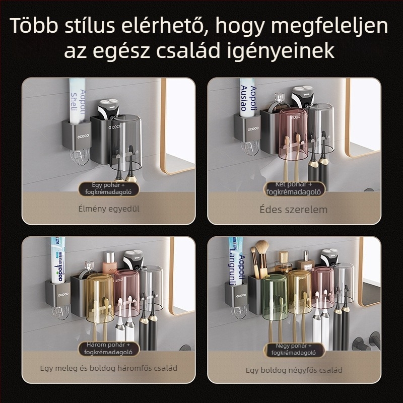 Fali fogkefetartó – fém, tárolás, lyukmentes kialakítás, ecoco/Italian Coco