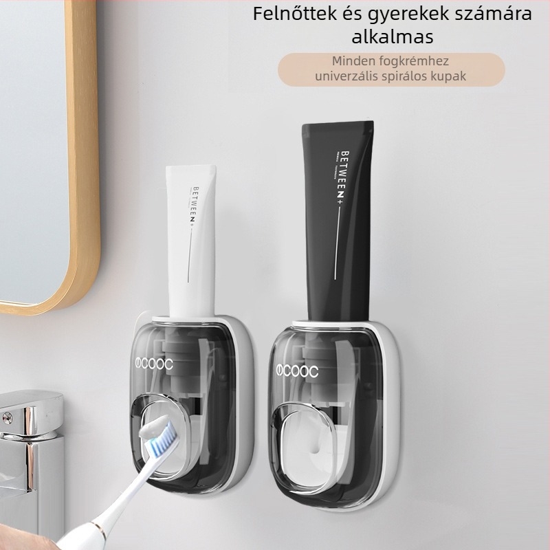 Mcooc automatikus fogkrémadagoló, falra szerelve, fúrás nélküli, fogkefetartó, az egész család számára