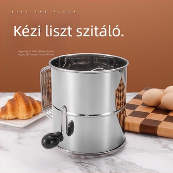 Rozsdamentes acélból készült kézi liszt-szita – hálós szita, otthoni sütéshez, modern minimál dizájn