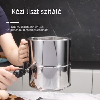Rozsdamentes acélból készült kézi liszt-szita – hálós szita, otthoni sütéshez, modern minimál dizájn