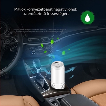 Autó belső levegőtisztító negatív ionokkal Y20, 3–5 W, 8 millió ion/cm³, aromaterápia és szűrőtisztítás, háromfokozatú szabályozás