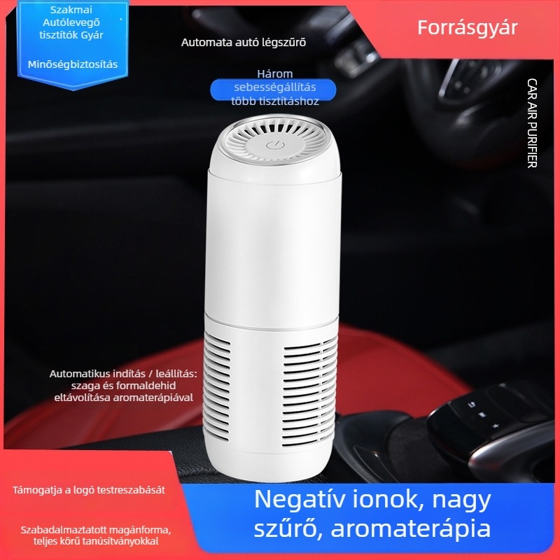 Autó belső levegőtisztító negatív ionokkal Y20, 3–5 W, 8 millió ion/cm³, aromaterápia és szűrőtisztítás, háromfokozatú szabályozás