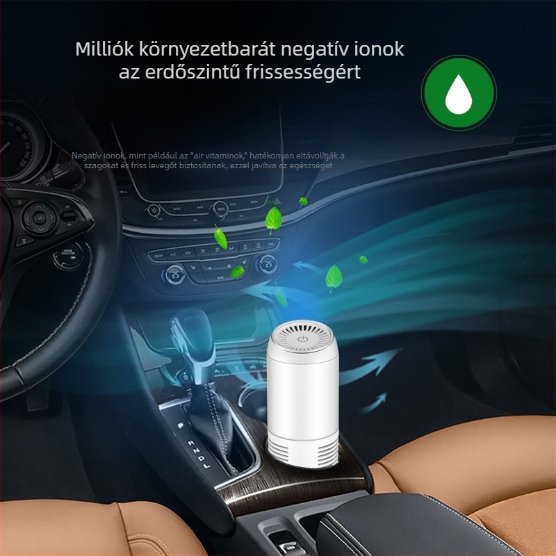 Autó belső levegőtisztító negatív ionokkal Y20, 3–5 W, 8 millió ion/cm³, aromaterápia és szűrőtisztítás, háromfokozatú szabályozás