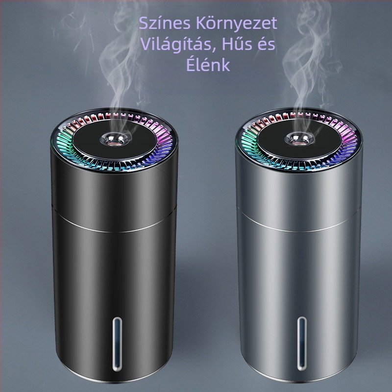 Okos autónedvesítő, mini USB hordozható aromaterápiás készülék, színes hangulatvilágítás, autó belső levegőtisztító