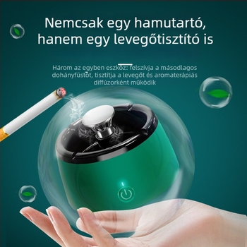 Negatív ionos légtisztító dohányosoknak, USB tápegység, 50 m³/h, 36 dB alatt, asztali minimalist dizájn