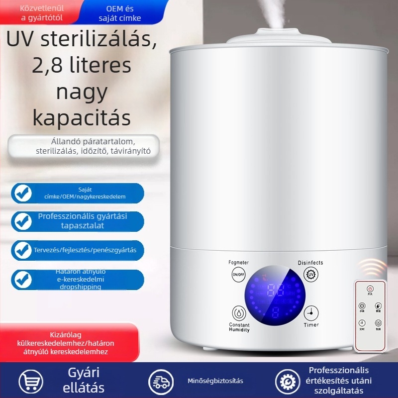 Ultrahangos párásító UV-s sterilizációval, nagy kapacitású tartály 2,6–4 L, aromaterápiás diffúzor és levegőtisztítás otthonra