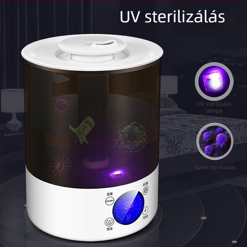 Ultrahangos párásító UV-s sterilizációval, nagy kapacitású tartály 2,6–4 L, aromaterápiás diffúzor és levegőtisztítás otthonra
