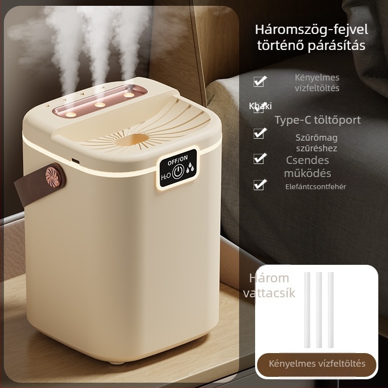 USB párásító irodai asztalhoz, 3-porlasztó fejjel, tartály 1,0–2,5 L, helyiség 30 m²-ig, ambient világítás
