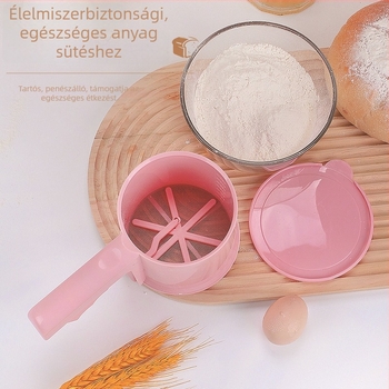 Ultra-finom liszt-sita, kézi használathoz, fél-automatizált, rozsdamentes acélból, otthoni sütéshez