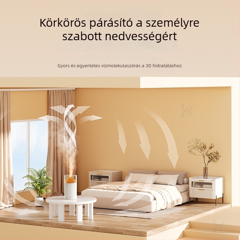 Otthoni párásító, csendes, hordozható asztali mini légtisztító – Modell R15, tartály 2.6–4.0 L, 41–60 m² lefedettség, 5 W, USB tápegység