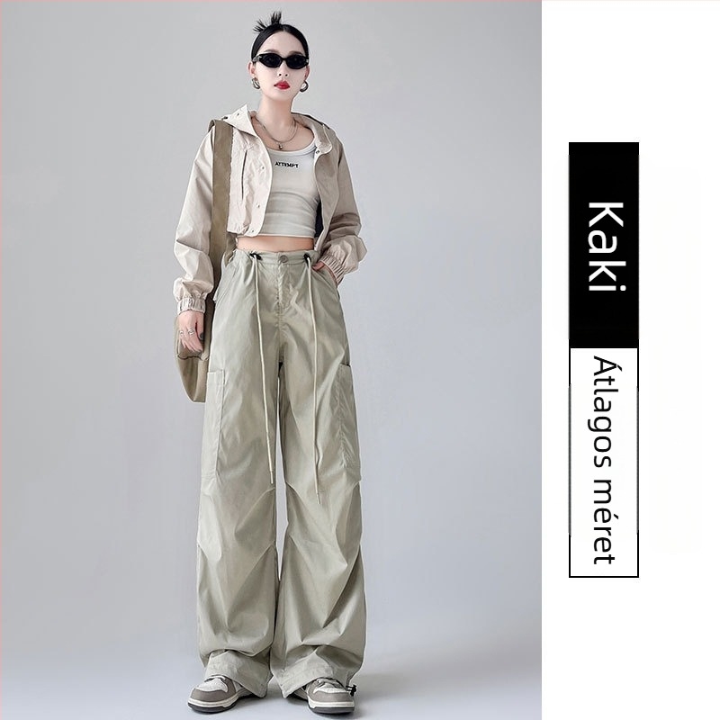 Női cargo nadrág - magas derék, lazán illeszkedő, nadrághossz, spandex mikroelasztikusság, utcai stílus