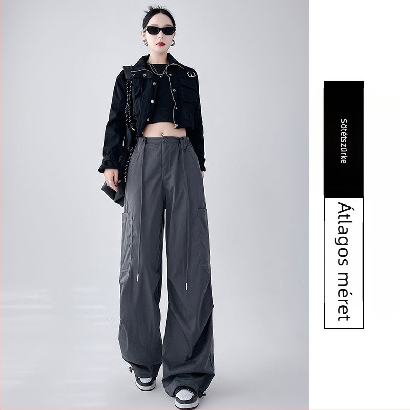 Női cargo nadrág - magas derék, lazán illeszkedő, nadrághossz, spandex mikroelasztikusság, utcai stílus