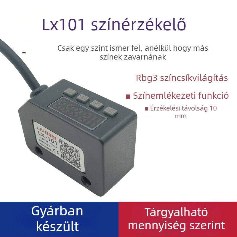 Színjelző szenzor csomagoló géphez, fotóelektronikus szemvezérlő, LX101 memóriás pozicionálás