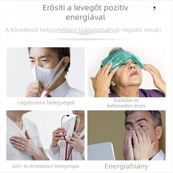 Viselhető negatív ionos levegőtisztító – párásítás és sterilizálás, USB tápegység, légáram 50 m3/h, zaj alatt 36 dB