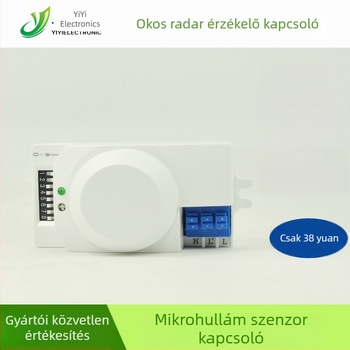 Intelligens mikrohullámú szenzor kapcsoló folyosó fotóelektronikus szenzorral, érzékelési távolság 8 m, válaszidő 0,5 s, bemeneti feszültség 220 V, analóg kimenet