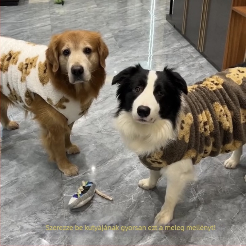 Nagytestű kutyák számára meleg, fleece-béléssel készült kabát őszre–télre (Border Collie, Husky, Golden Retriever, Labrador).
