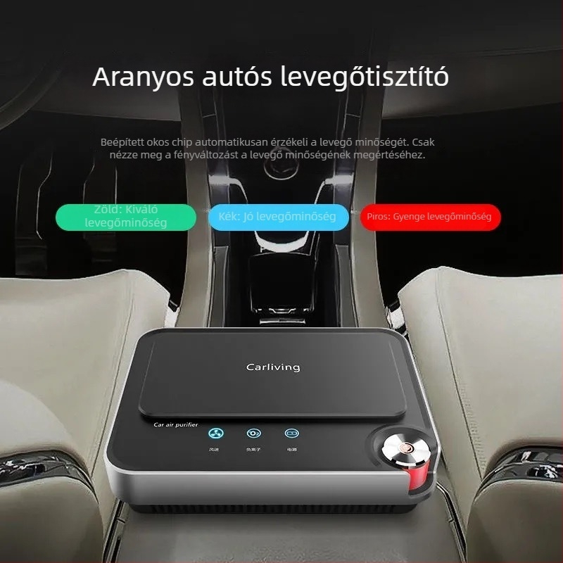 Autó belső levegőtisztító, modell Q8, 6W teljesítmény, 12V tápegység, negatív ion koncentráció 2000