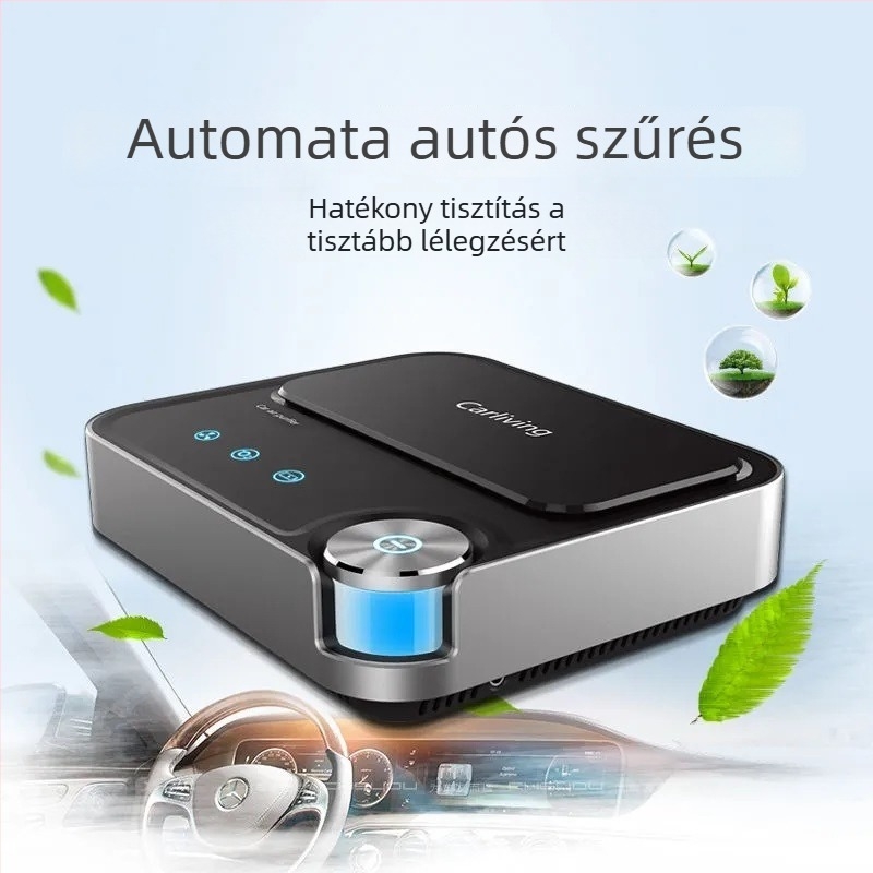 Autó belső levegőtisztító, modell Q8, 6W teljesítmény, 12V tápegység, negatív ion koncentráció 2000