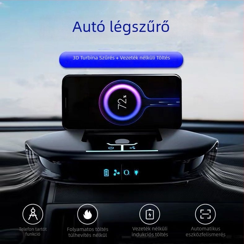 Autóba való légtisztító fotokatalizátorral, cigaretta-gyújtó csatlakozáson keresztül táplált, negatív iongenerálás és névleges feszültség