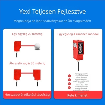 Hosszú hatótávolságú fotóelektronikus szenzor sorompóhoz, állítható diffúz reflexió és emberi test IR-észlelés