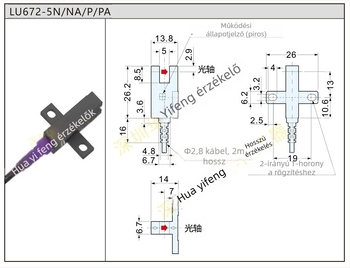 Slot típusú fotoelektronikus érzékelő, U-alakú limitkapcsoló, LU672-5NA; LU671-5NA; LU674-5N