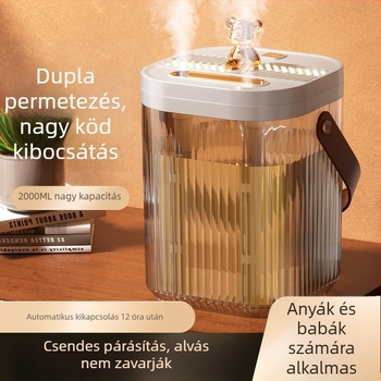 Párásító kettős fúvócsővel, 1.0–2.5 L tartály, USB tápellátás 2.5W, 10–20 m² hatókör, csendes működés
