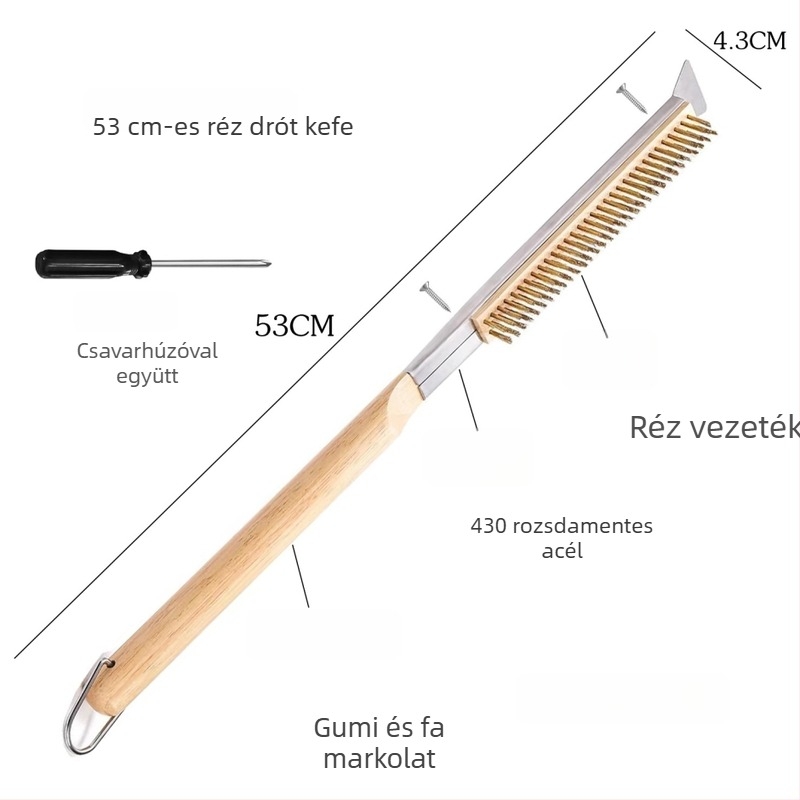 BBQ ecset rézdrótból és fa nyéllel, 100 darabos csomagban