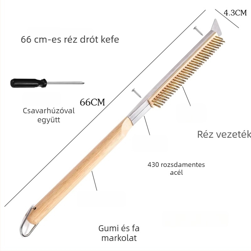 BBQ ecset rézdrótból és fa nyéllel, 100 darabos csomagban