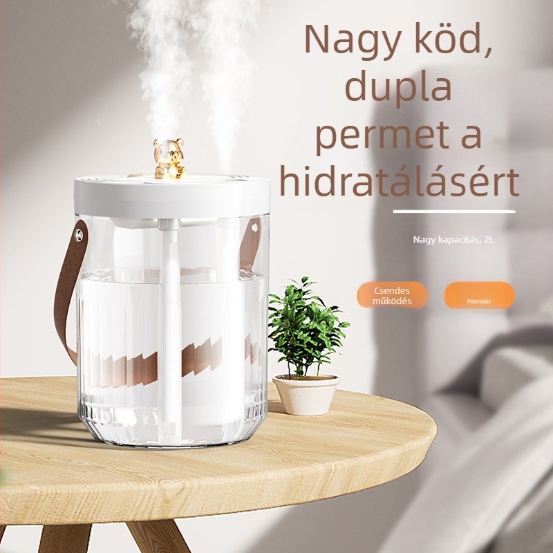 Ultrahangos asztali párásító három kivezetéses permetezéssel, USB tápegység, tartály >10 L, 41–60 m²-es területhez