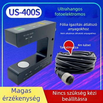 Ultrahangos korrekciós érzékelő US-400S, átlátszó membrán, PS400S fotóelektronikus érzékelő a szélekhez U-alakú hornyában