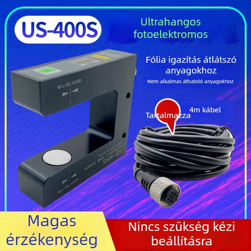 Ultrahangos korrekciós érzékelő US-400S, átlátszó membrán, PS400S fotóelektronikus érzékelő a szélekhez U-alakú hornyában